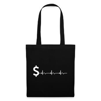 Signe dollar $ ECG Battement de cœur - Sac en tissu - noir - Devant