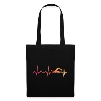 Nageur Sunset battement de coeur de natation - Sac en tissu - noir - Devant