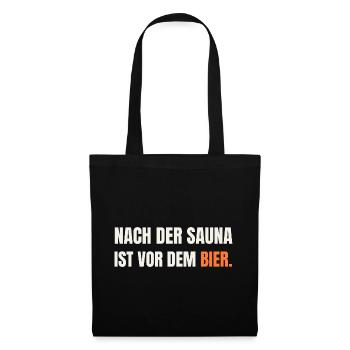 Sauna Spruch: Nach der Sauna ist vor dem Bier - Stoffbeutel - Schwarz - Vorne