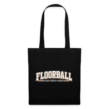 Floorball Kraft: Pass Schuss Treffer - Stoffbeutel - Schwarz - Vorne