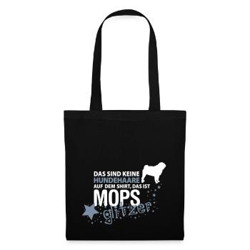 Mops Glitzer - Stoffbeutel - Schwarz - Vorne