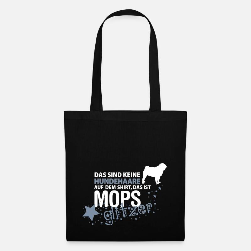 Mops Glitzer - Stoffbeutel - Schwarz