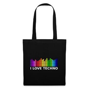 J'aime la techno - Sac en tissu - noir - Devant