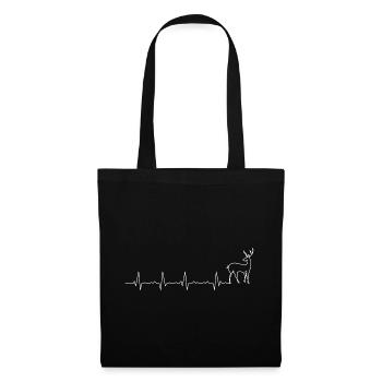 Hirschherzschlag-Silhouette - Stoffbeutel - Schwarz - Vorne