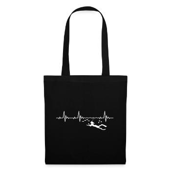 Snorkeler heartbeat with snorkeling woman - Tote Bag - black - Front