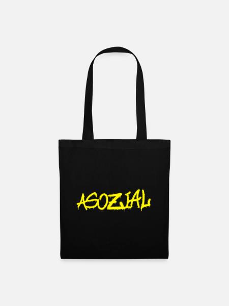 Asozial - Malle & Party-Spruch - Stoffbeutel - Schwarz