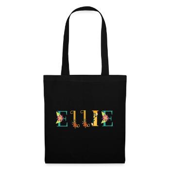 ELLIE Name Art With Flowers Embroidered - Tote Bag - black - Front