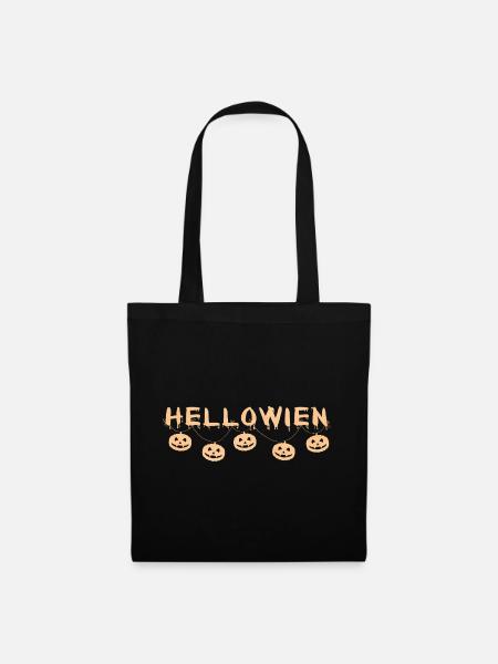 Kürbisgirlande HELLOWIEN - Halloween - Wortspiel - Stoffbeutel - Schwarz