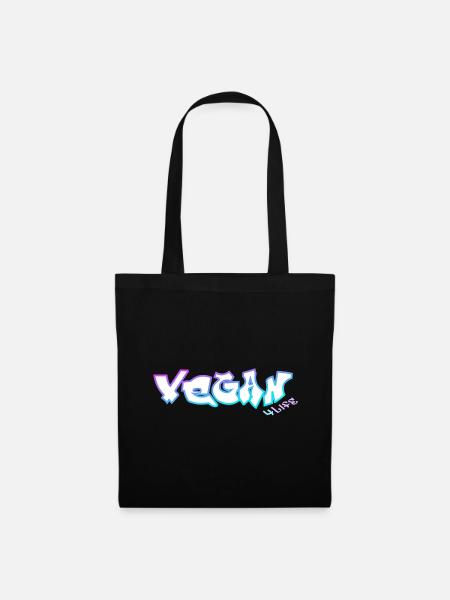 vegan4life cyan-lila - Stoffbeutel - Schwarz