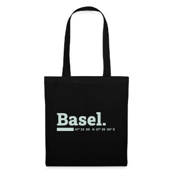 Basel Koordinaten - Stoffbeutel - Schwarz - Vorne