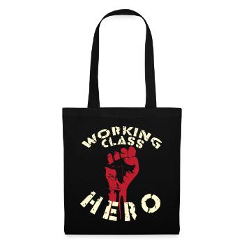 Working Class Hero nur auf schwarz - RAHMENLOS - Stoffbeutel - Schwarz - Vorne