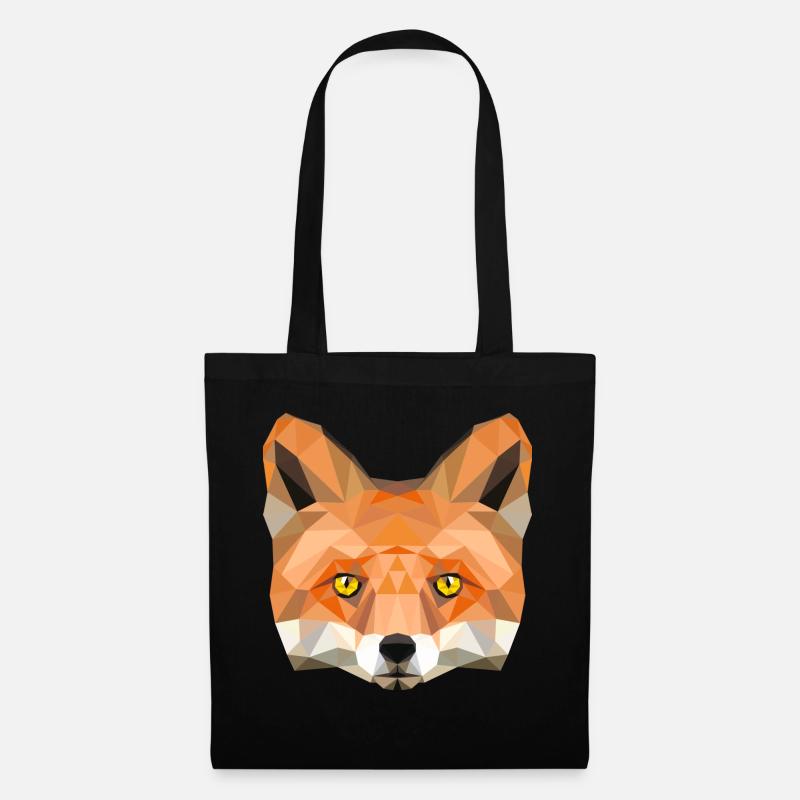 Fuchs Kopf Poly Füchsin fox Illustration low poly - Stoffbeutel - Schwarz