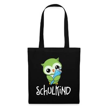 Kleine Eule - Schulkind - Stoffbeutel - Schwarz - Vorne
