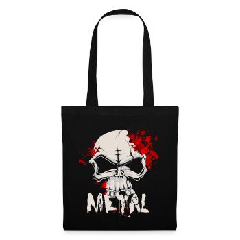 Crâne De Heavy Metal Avec Des Gouttes De Sang - Sac en tissu - noir - Devant