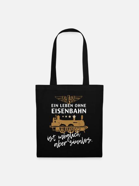 Eisenbahn Leben Rentner Rente Geschenk - Stoffbeutel - Schwarz