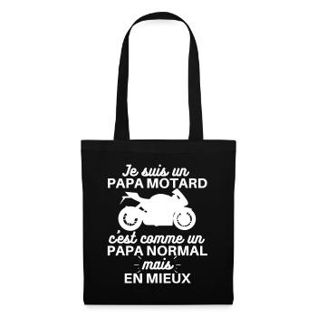 Je suis un papa motard c'est comme un papa normal - Sac en tissu - noir - Devant