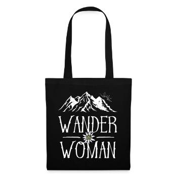 Wander Woman Berge Bergsteigen Wandern Sprüche - Stoffbeutel - Schwarz - Vorne