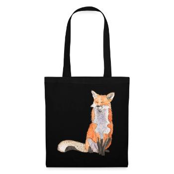 Fox sitting satisfait Renard intelligent - Sac en tissu - noir - Devant