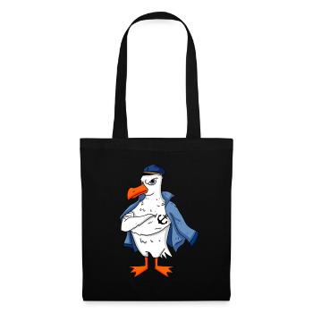 Muskelöse Seemöwe mit Anker Tattoo Möwe Geschenk - Stoffbeutel - Schwarz - Vorne