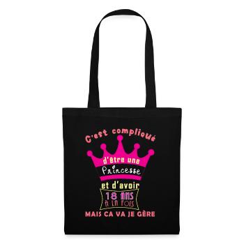 Princesse Et D'Avoir 18 Ans à la fois Mais ça va - Sac en tissu - noir - Devant