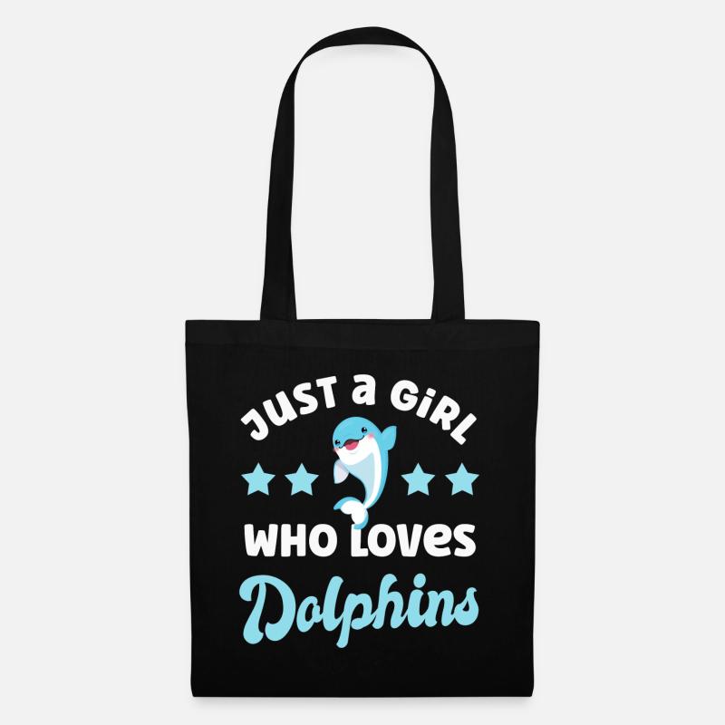 Delfin Delphin - Stoffbeutel - Schwarz