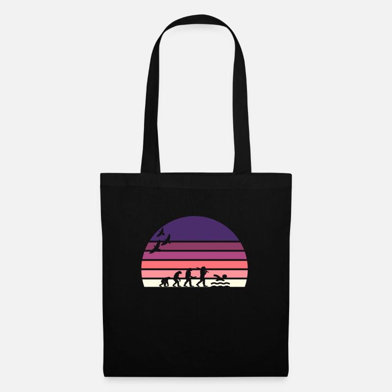retro vintage sunset évolution NATATION - Sac en tissu - noir