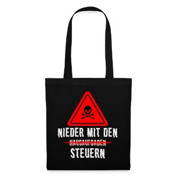 Nieder mit den Steuern - Stoffbeutel - Schwarz - Vorne