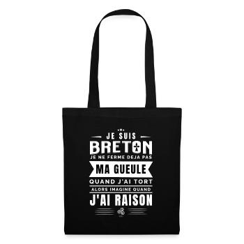 Breton - Je suis Breton, Je Ferme Pas Ma Gueule - Sac en tissu - noir - Devant
