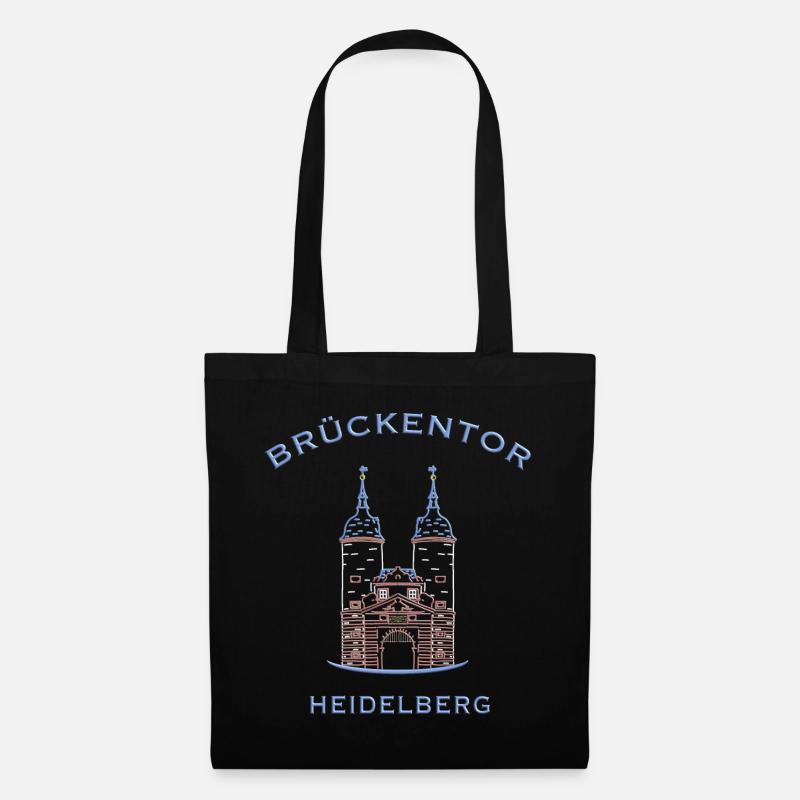 Heidelberg, Wahrzeichen Brückenturm 2 - Stoffbeutel - Schwarz