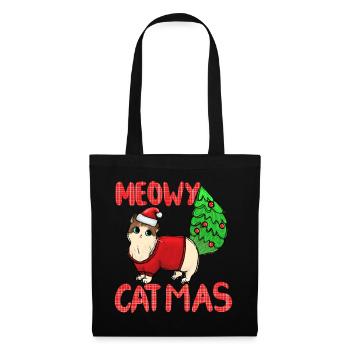 Meowy Catmas Katze Weihnachtssweater - Stoffbeutel - Schwarz - Vorne