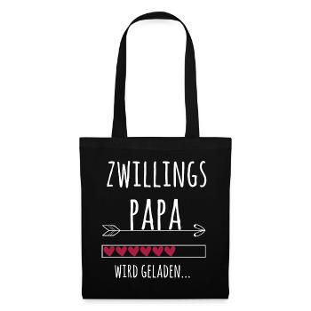 werdender Papa Zwillinge Schwangerschaft Geschenk - Stoffbeutel - Schwarz - Vorne