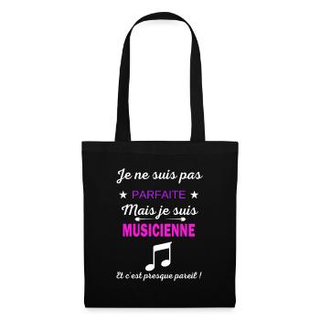Je ne suis pas parfaite je suis Musicienne - Sac en tissu - noir - Devant