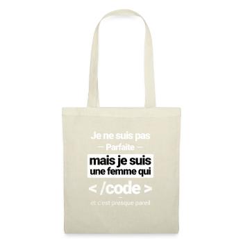 Femme qui code - Programmeur informatique - Sac en tissu - nature - Devant