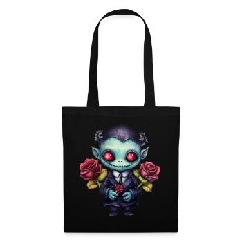 Drôle de vampire avec des roses - Sac en tissu - noir - Devant