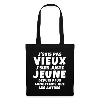 vieil homme, personne âgée, retraité - Sac en tissu - noir - Devant