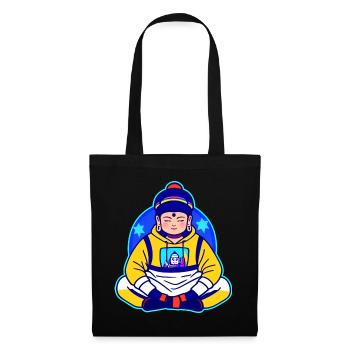 Bouddha mignon en position de yoga avec sweat à capuche - Sac en tissu - noir - Devant
