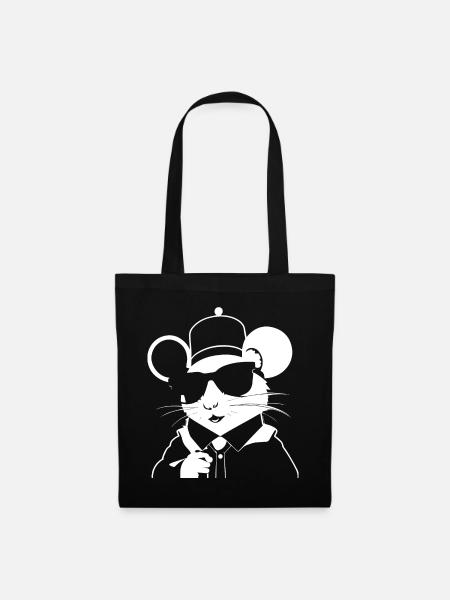 Lustige ausgefallene Ratten mit Sonnenbrille Haustier Ratte - Stoffbeutel - Schwarz
