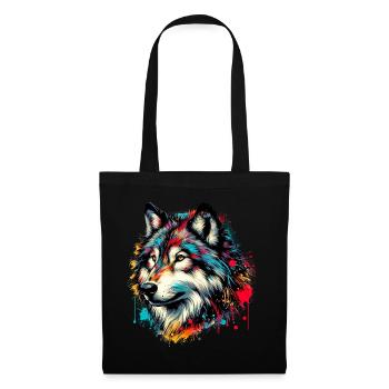 Loup - Sac en tissu - noir - Devant