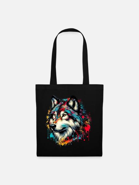 Wolf - Stoffbeutel - Schwarz