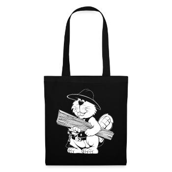 Caricature de charpentier - Sac en tissu - noir - Devant