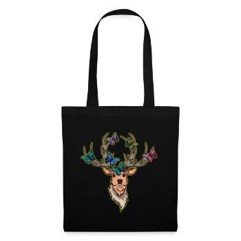 Deer Butterflies Deer Head Spring - Tote Bag - black - Front