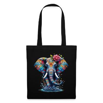 Éléphant - Sac en tissu - noir - Devant