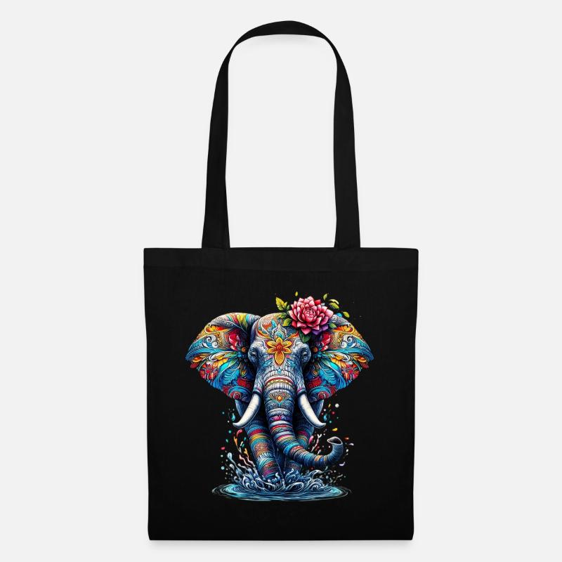 Elefant - Stoffbeutel - Schwarz