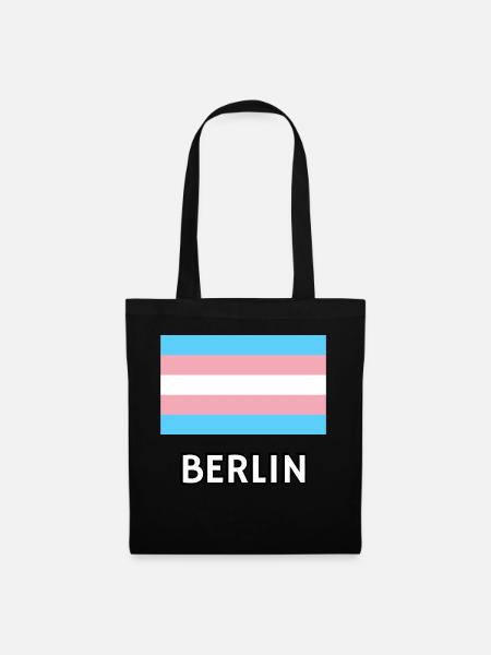 Trans Pride Flagge Berlin - Stoffbeutel - Schwarz