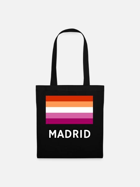Lesbian Pride Flagge Madrid - Stoffbeutel - Schwarz