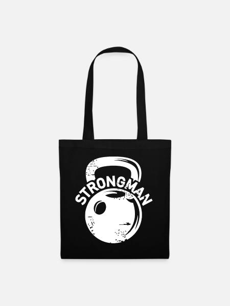 kettlebell strongman fitness weights icon icon - Tote Bag - black