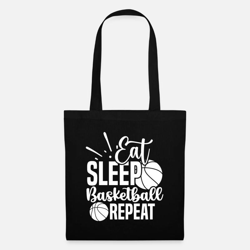 Eat sleep basketball repeat weiss - Stoffbeutel - Schwarz