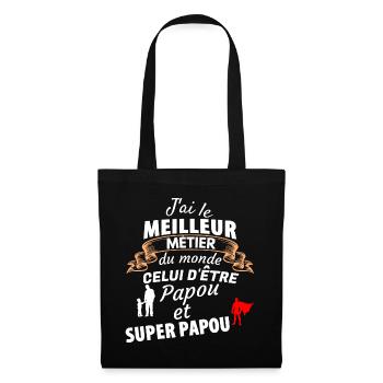 Humour et Fierté Papou Super Papa - Sac en tissu - noir - Devant