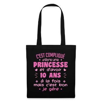 Woman Princess Birthday 10 Year Old - Tote Bag - black - Front