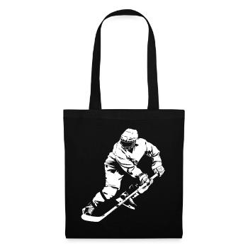 Eishockeyspieler Zeichnung - Stoffbeutel - Schwarz - Vorne